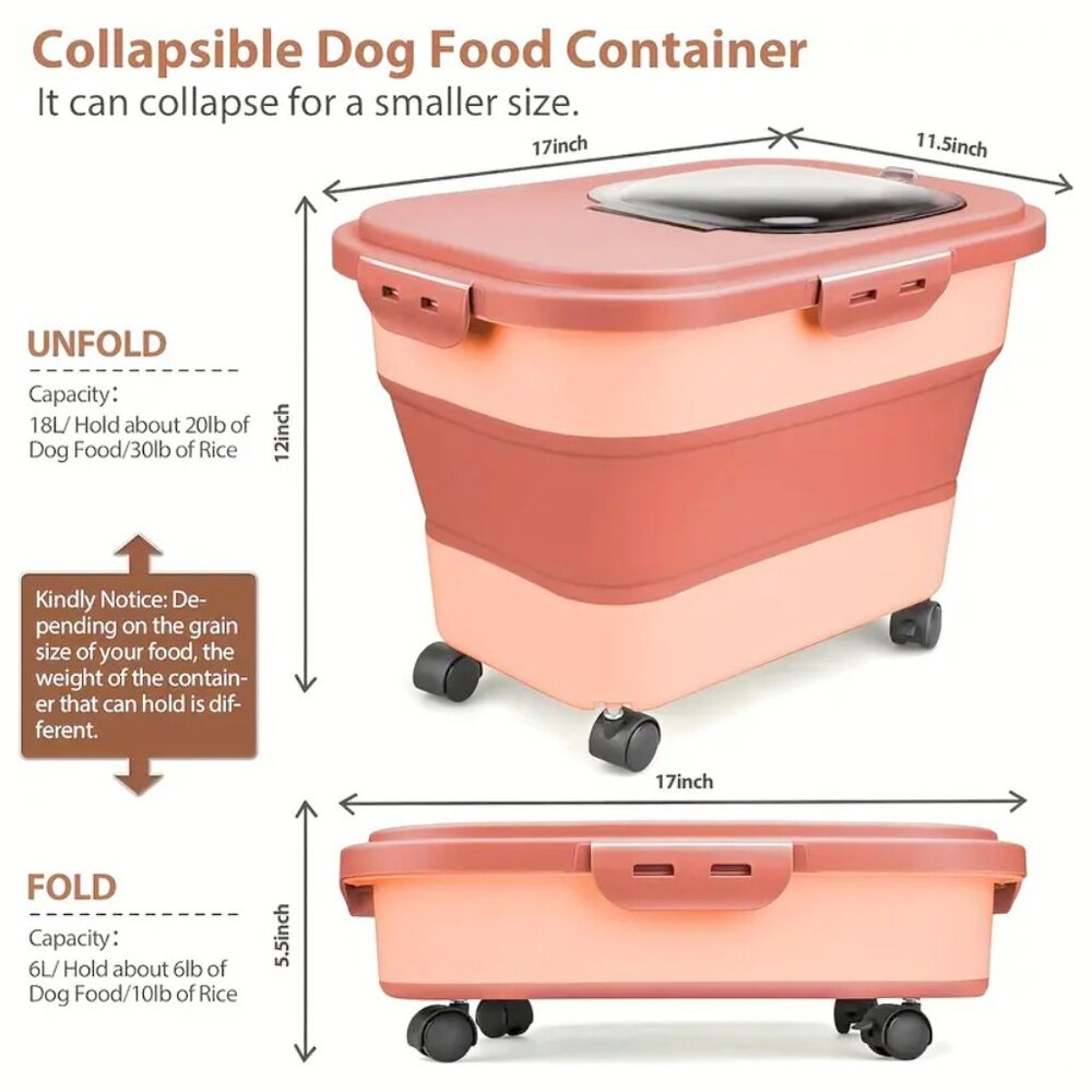 Collapsible Pet Food Storage Container 33 Lbs. Capacity